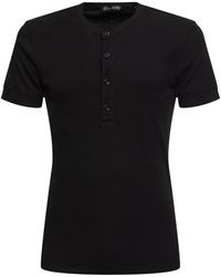 Tom Ford - T-shirt henley in cotone e lyocell - Lyst