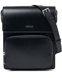 Versace - Vertical Leather Logo Messenger Bag - Lyst
