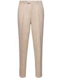 ZEGNA - Linen & Wool Pleated Pants - Lyst