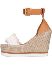 See By Chloé - 120mm Glyn Canvas & Leather Wedges - Lyst