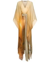 Roberto Cavalli - Damen Kaftankleid Aus Seidenchiffon Mit Druck - Lyst