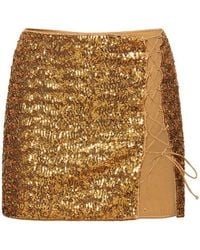 Oséree - Paillettes Sequined Slit Mini Skirt - Lyst