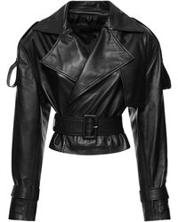 Manokhi - Lederjacke Mit Gürtel "hana" - Lyst