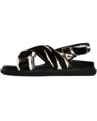 Marni 30mm Hohe Sandalen Aus Leder Und Ponyhaar - Schwarz