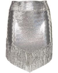 Rabanne - Minigonna in mesh metallizzato con frange - Lyst