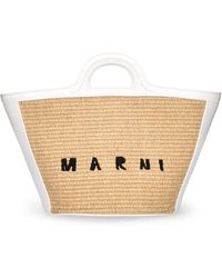 Marni - Kleine Tasche Mit Raffiaeffekt "tropicalia" - Lyst