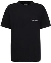 Balenciaga - Medium Fit Embroidered Cotton T-shirt - Lyst