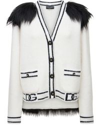 Dolce & Gabbana Cardigan mit Faux Fur - Weiß