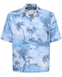 Palm Angels - Camicia bowling sunset in misto lino - Lyst