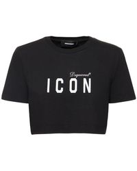 DSquared² - Cropped-T-Shirt mit Logo - Lyst