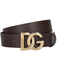 Dolce & Gabbana - CINTURA IN CUOIO LUX CON LOGO DG INCROCIATO - Lyst