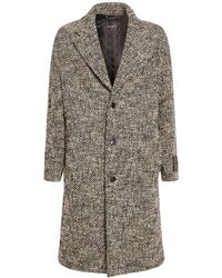 Versace - Diagonal Wool Long Coat - Lyst