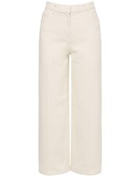 Theory - Wide Cropped Cotton Blend Jeans - Lyst