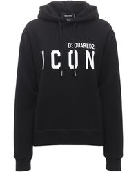 DSquared² - Icon Logo Cotton Jersey Hoodie - Lyst