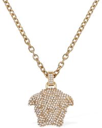 Versace - Medusa Crystal Charm Necklace - Lyst