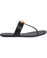 Gucci 10mm Hohe Zehenstegsandalen Aus Leder "marmont" - Schwarz
