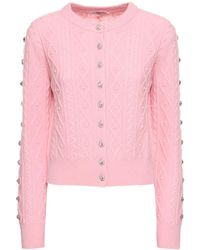 Rabanne - Crystal-embellished Cable-knit Cardigan - Lyst