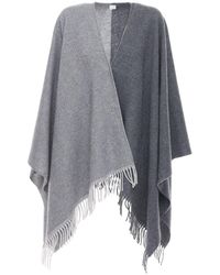 Max Mara Fringed Woven Wool Blend Shawl - Grey