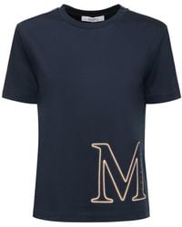 Max Mara - T-shirt monviso in cotone e modal con logo - Lyst