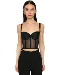 Dolce & Gabbana Bustier "Marquisette" In Raso Stretch - Nero