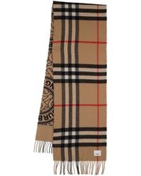 Burberry - Sciarpa In Cashmere Giant Check Con Logo - Lyst