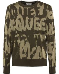 Alexander McQueen - All Over Logo Wool Blend Sweater - Lyst