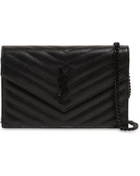 Saint Laurent Kleine, Gesteppte Tasche Aus Leder "monogram" - Schwarz