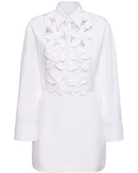 Valentino - Embroidered Poplin Mini Dress - Lyst