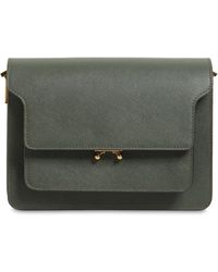 Marni Medium Tasche Aus Saffianoleder "trunk" - Grün