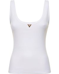 Valentino - Débardeur en jersey de coton côtelé à logo - Lyst