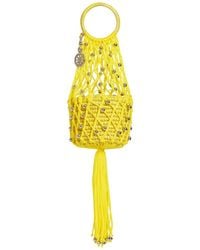Sensi Studio Mini Straw & Cord Handbag - Yellow