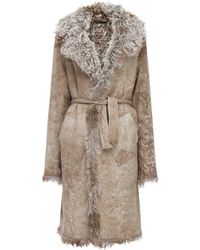 Ann Demeulemeester Langer Mantel Aus Shearling Und Wildleder - Mehrfarbig