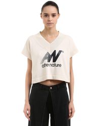 AALTO Bauchfreies Oberteil Mit Druck - Weiß