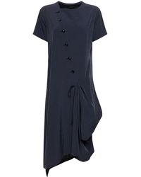 Yohji Yamamoto - Asymmetric Buttoned Crepe De Chine Dress - Lyst