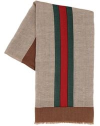 Gucci Schal Aus Wolle, Leinen Und Seide - Natur