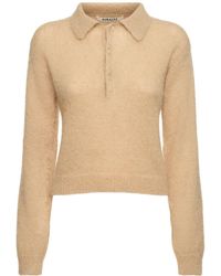 AURALEE - Brushed Mohair & Wool Knit Polo - Lyst