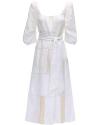 Gabriela Hearst Lvr Sustainable Embroidered Linen Dress - Белый