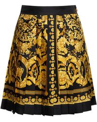 Versace - Baroque Printed Silk Twill Skirt - Lyst