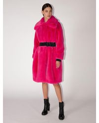 Karl Lagerfeld Faux Fur Coat - Pink