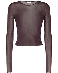 Saint Laurent - Ribbed Viscose Cropped Top - Lyst