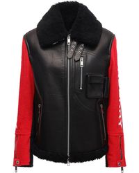 Burberry Panelled Leather, Shearling And Cotton-terry Jacket - Black