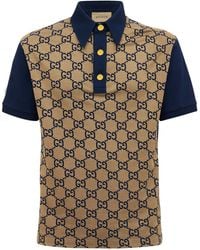 Gucci GG Silk Cotton Jersey Jacquard Polo in Beige (Natural) for 