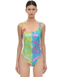 Versace Maillot De Bain Une Pièce En Lycra Imprimé - Bleu