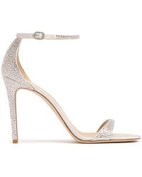 Stuart Weitzman - 100mm Flache Ledersandalen "nudist Shine" - Lyst