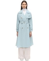 Max Mara Trench-Coat En Coton Mélangé Texturé - Bleu