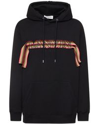 Lanvin - Curb Logo Embroidery Cotton Hoodie - Lyst