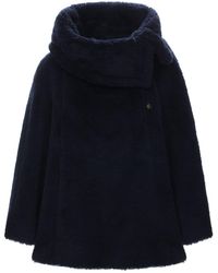 Max Mara Fiacre Fur Effect Wool Blend Cape - Blue
