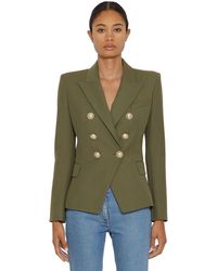 Balmain Grain De Poudre Double Breasted Blazer - Grün