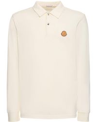 Moncler - Logo Cotton Long Sleeve Polo Shirt - Lyst