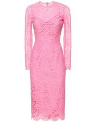 Dolce & Gabbana - Floral & Dg Stretch Lace Midi Dress - Lyst